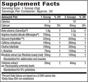 MuscleTech Anarchy Nutrition Facts